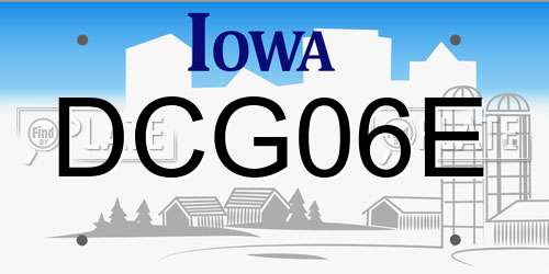 DCG06E Iowa License Plate