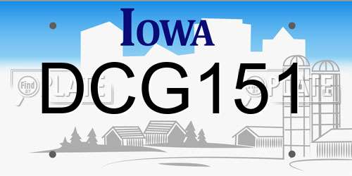 DCG151 Iowa License Plate