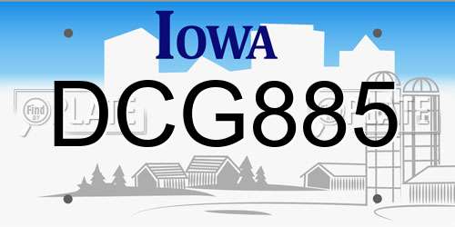 DCG885 Iowa License Plate