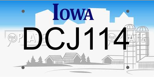 DCJ114 Iowa License Plate