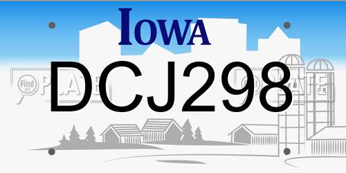 DCJ298 Iowa License Plate