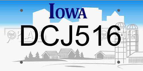 DCJ516 Iowa License Plate