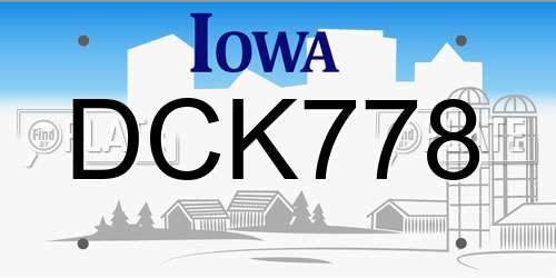 DCK778 Iowa License Plate