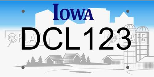 DCL123 Iowa License Plate