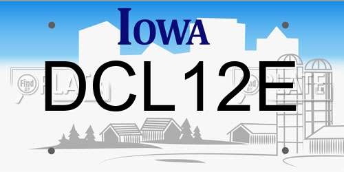 DCL12E Iowa License Plate