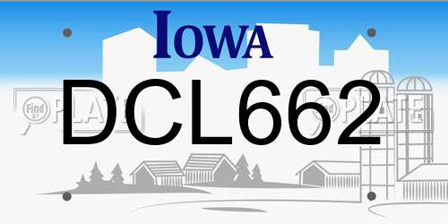 DCL662 Iowa License Plate