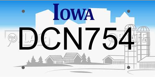 DCN754 Iowa License Plate