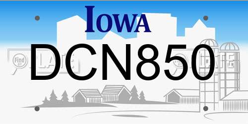 DCN850 Iowa License Plate