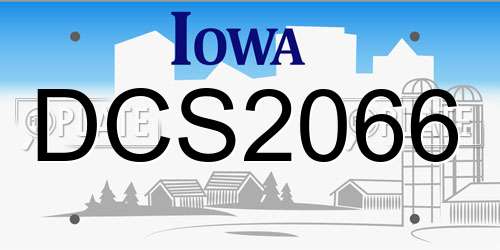 DCS2066 Iowa License Plate