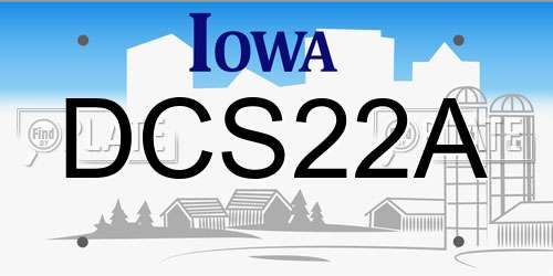 DCS22A Iowa License Plate