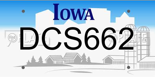 DCS662 Iowa License Plate