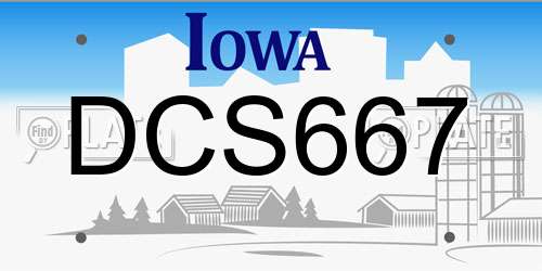 DCS667 Iowa License Plate