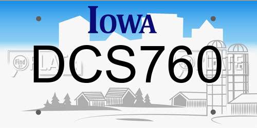 DCS760 Iowa License Plate
