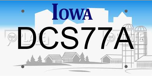 DCS77A Iowa License Plate