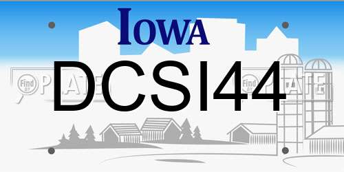 DCSI44 Iowa License Plate
