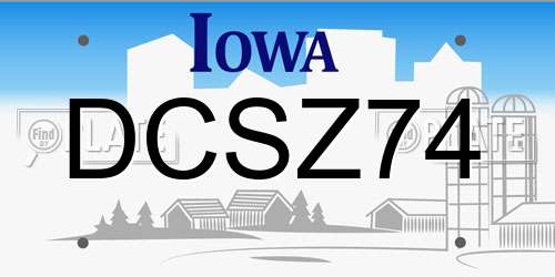 DCSZ74 Iowa License Plate