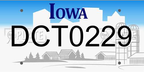 DCT0229 Iowa License Plate