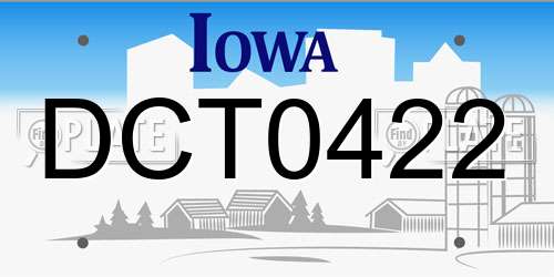 DCT0422 Iowa License Plate
