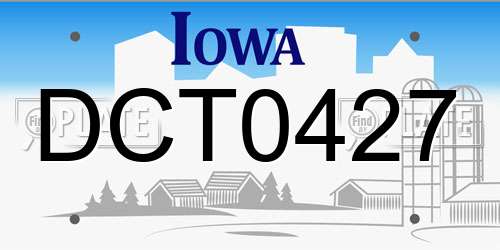 DCT0427 Iowa License Plate