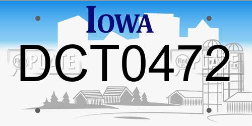 DCT0472 Iowa License Plate
