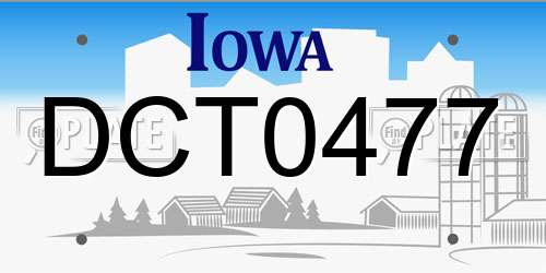 DCT0477 Iowa License Plate