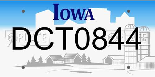 DCT0844 Iowa License Plate