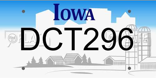 DCT296 Iowa License Plate