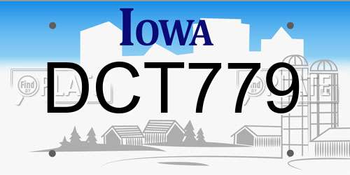 DCT779 Iowa License Plate