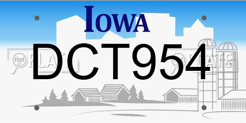 DCT954 Iowa License Plate