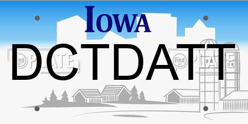 DCTDATT Iowa License Plate