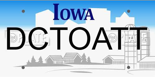 DCTOATT Iowa License Plate