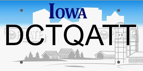 DCTQATT Iowa License Plate