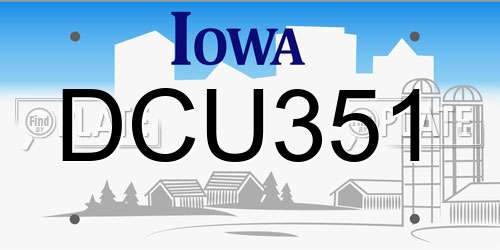 DCU351 Iowa License Plate
