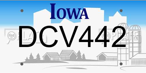 DCV442 Iowa License Plate
