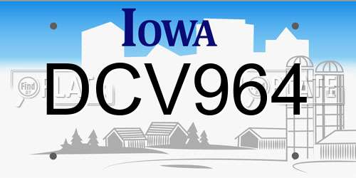 DCV964 Iowa License Plate