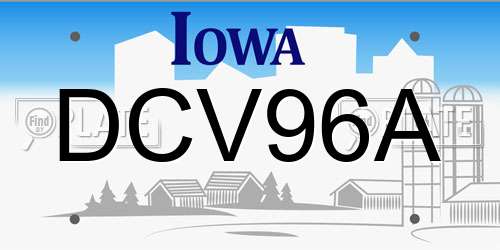 DCV96A Iowa License Plate