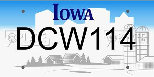 DCW114 Iowa License Plate