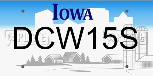 DCW15S Iowa License Plate