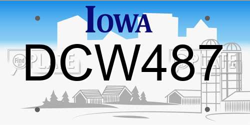 DCW487 Iowa License Plate