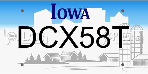 DCX58T Iowa License Plate