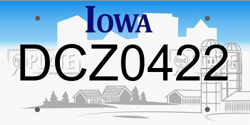 DCZ0422 Iowa License Plate