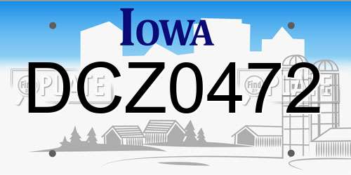 DCZ0472 Iowa License Plate