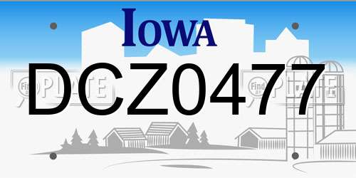 DCZ0477 Iowa License Plate