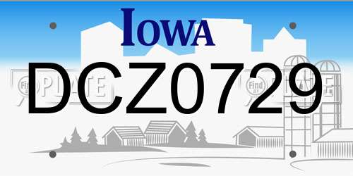 DCZ0729 Iowa License Plate
