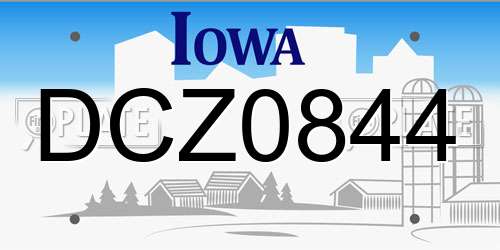 DCZ0844 Iowa License Plate