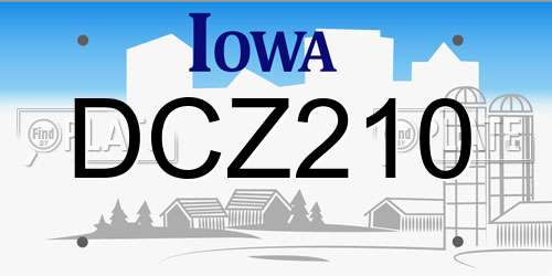 DCZ210 Iowa License Plate