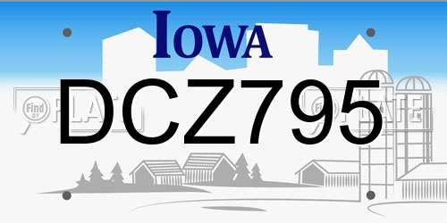 DCZ795 Iowa License Plate