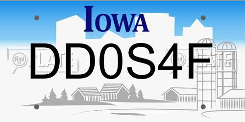 DD0S4F Iowa License Plate