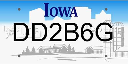 DD2B6G Iowa License Plate