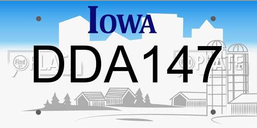 DDA147 Iowa License Plate